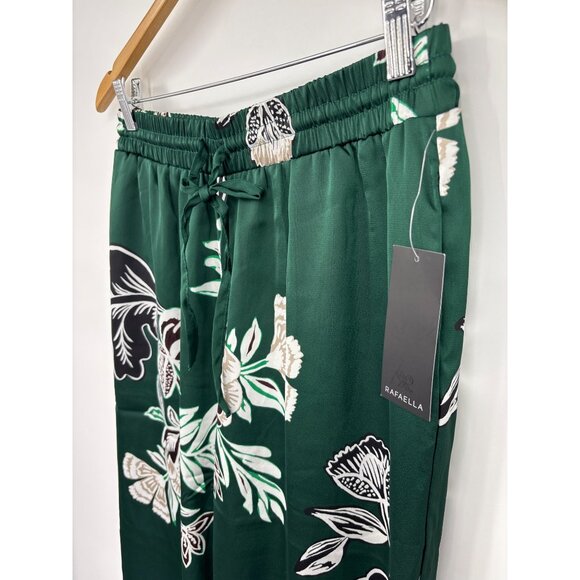 Rafaella Floral Pull On Wide Leg Pant Sparkling Green Black Size Medium NEW - Picture 3 of 6